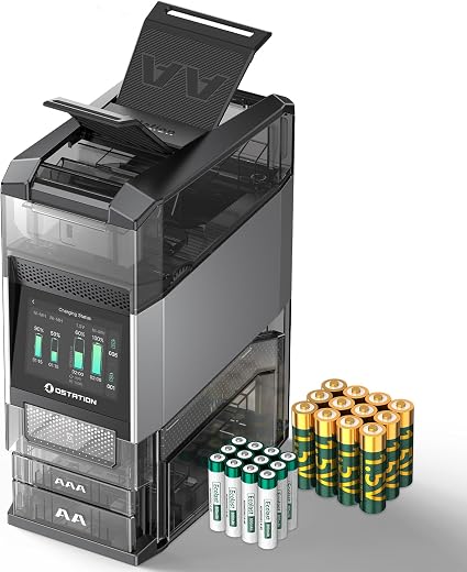 Ostation 2 Pro AA AAA Rechargeable Battery Charging Station w/ 24 Batteries